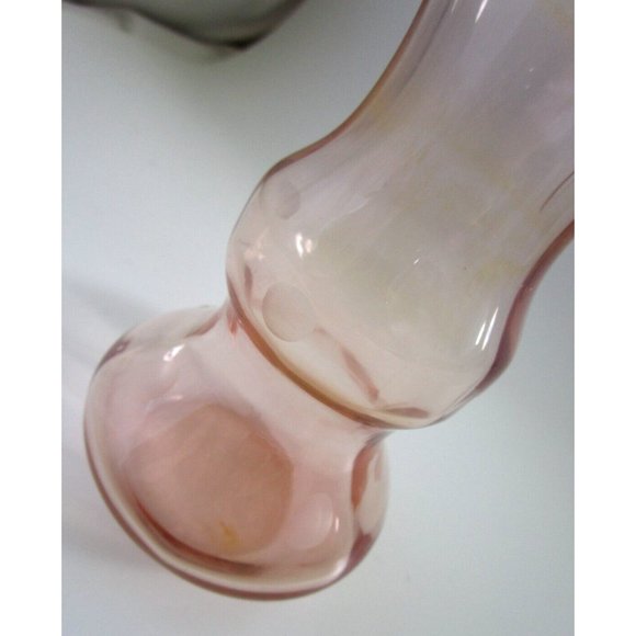 Vintage Pink Depression Art Glass Etched - Stretched Pedestal 8.25" H Bud Vase - Picture 11 of 15